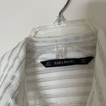 ZARA white shimmer stripe button down lightweight blouse shirt size small Photo 2