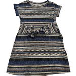 Gilli Dress Womens Small Blue Brown Striped Tie Waist‎ Short Sleeve Made USA Photo 0