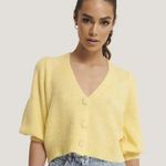 Mango MNG butter yellow puff sleeve short sleeve cardigan Photo 0