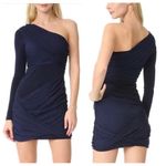 Alice + Olivia  Chrissy Wrap One Shoulder Chiffon Mini Dress Medium NWT Sapphire Photo 1