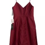 Alfred Sung  Cocktail Dress Burgundy Satin Twill V Neck D777 $200 Sz 14 Pockets! Photo 3