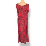 Vintage 1990s Red Paisley Patchwork Maxi Dress Plus Size Boho Hippie Festival Pink Photo 4