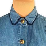 Vintage Cambridge Dry Goods Top Medium Wash Blue Chambray Denim Patriotic Navy Photo 3