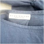 Bryn Walker  Lagenlook 100% Linen Tunic Size L Blue 3/4 Bell Sleeve Scoop Neck Photo 8