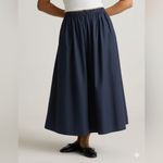 Quince 💙 NWT Navy 100% Organic Cotton Poplin A-line Maxi Skirt Sz L 💙 Photo 2