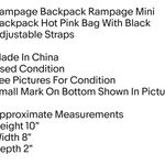 Backpack Rampage Mini Backpack Hot Pink Bag With Black Adjustable Straps Photo 1