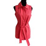 Chico's Womens Vest Size 1 Medium 8 Coral Belted Zip Front Collared Photo 2