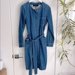 BCBGMAXAZRIA BCBG Blue Jean Denim Button Down Trench Coat Dress XS Photo 2