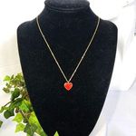 Minimalist 18k Gold Plated Steel Red Crystal Heart Pendant with Chain New Photo 0