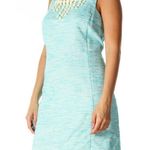 Trina Turk DRESSES size 8 casual blue shift dress lined beaded front v-neck back Photo 11