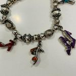 Silver Stretch Charm Bracelet Shoes Enameled Photo 1