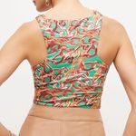 Karen Millen  Chain Print Cut Out Jersey Crepe Top Green Gold Sleeveless Sz 6 NWT Photo 3