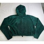 Topshop  Green Fuzzy Sherpa Hoodie‎ Crop Pullover Drawstring Sweatshirt US 4 Photo 6