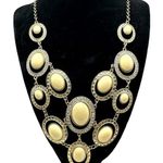 American Vintage Glam Vintage Cream Gold Tone Bubble Acrylic Bead Bib Necklace Photo 0