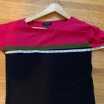 Ann Taylor  Crewneck Color Block Sweater Size Small Hot Pink, Black Photo 3