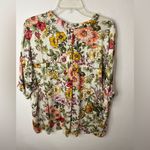 ZARA Women’s White and Multicolored Floral Button Down Shirt Size Medium Photo 1