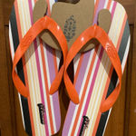 NIB Free People Movement Flip Flops Game On Retro Stripe 9 Orange Photo 0