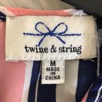 Twine & String  blue pink‎ striped tie front blouse Photo 2