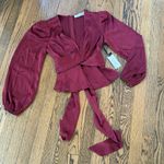 ASTR  the Label NWT  Eliana twist front tie back puff sleeve top, xS, wine Photo 1