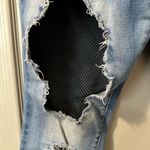 Elite Jeans Distressed Blue Jeans Fishnets Y2K Sexy Party Skinny Size 9  Photo 1