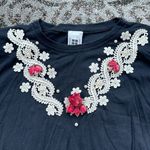 Vintage Radio Two Piece Embroidered Top & Pants Loungewear Set Black One Size Size undefined Photo 2