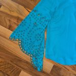 Chico's Teal Blue Long Sleeve Blouse w/ Cutout Detail Bell Sleeves Photo 1