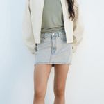 ZARA bomber Jacket coat casual cream zip up collar Photo 5