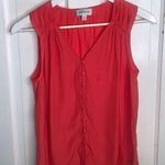 Evereve Coral Pink Sleeveless Button-front V-neck Tank Top Sz S W-074 Photo 0