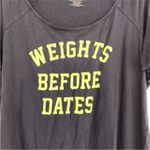 Torrid NEW  ACTIVE Plus Gray Graphic Weights Before Dates Cold Shoulder T-Shirt Photo 5