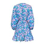 RHODE Women's Pink & Blue Floral Print Puff Sleeves Mini Dress Size Medium Photo 14