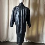 Vintage Pelle Black Leather Trench Coat S/M Oversized Long Jacket 90s Photo 3