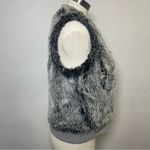 Three Dots Gray Faux Fur Vest Size S | Button Front Sweatshirt Trim Layering Photo 2