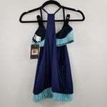 Nike NEW  Layered Sport Tankini Swimsuit Set Two Piece Womens‎ Size S Blue TOP Photo 2