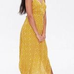 Forever 21 Women's Mustard Yellow Spotted Print Slit Maxi Dress Size S Photo 0