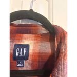 Gap  Women XL Plaid Flannel Button Up Shirt Long Sleeve Orange Red Beige Photo 5