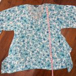 Lands' End Blue Tropical Hibiscus Floral Print Chiffon Swimsuit Coverup Size M Photo 7