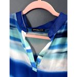 cha cha vente Top Layered Asymetrical Hilow Multi Blue Sheer Swimsuit Coverup XL Photo 5