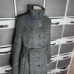 Kenneth Cole Reaction Houndstooth Wool Blend Belted Peacoat Size S/M Photo 9