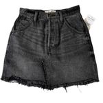 We The Free NWT Free People Brea Cut Off Denim Mini Skirt High Rise Faded Black Size 24 Photo 3