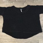 Free People Women’s Crochet Pull Over Short Sleeve Boho V Neck Black Sweater XS Photo 6