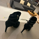 Ann Taylor Boots by  Chic Black Heeled Boots with Buckle Detail 9M Photo 1