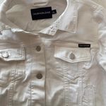 Calvin Klein Jeans  – Cropped Denim Jacket – Women's Medium White – Raw Hem Photo 4