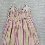 Old Navy Halter Dress Womens M Multicolor Striped Baby Doll Smocked Cinch Maxi Photo 6