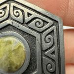 Celtic Hexagon Hex Signed Ireland PJC Brooch Pin Silver Tone / Green Photo 3