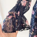 Lulus Lulu’s Fleur-ty Girl Black Floral Print Long Sleeve Babydoll Dress NWOT | XS Photo 7