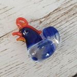 Handmade  Glass Rooster in Blue Pendant - New Photo 1
