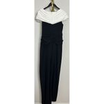 Tadashi Shoji  Perkins Asymmetric Draped Gown in Black/ Ivory Size Medium Photo 6