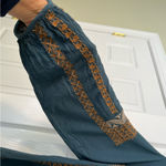 American Eagle  blue embroidered top tassel tie shirt S Photo 2