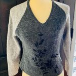 Cousin Johnny grey wool sweater with black beading and embroidery. Size S. EUC. Gray Photo 0