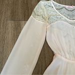 Candie's Candie’s Light Pink Long Sleeve Button Down Sheer Lace Peasant Mini Dress Small Photo 12